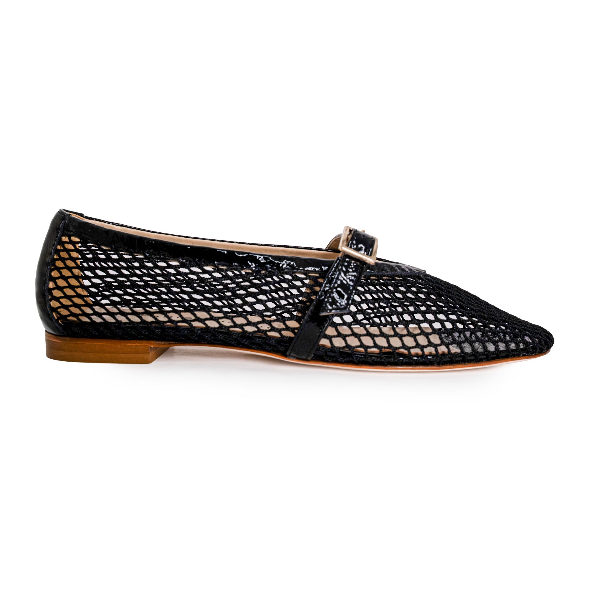 Marilù Black Mesh ballet flat with strap – Fabio Rusconi
