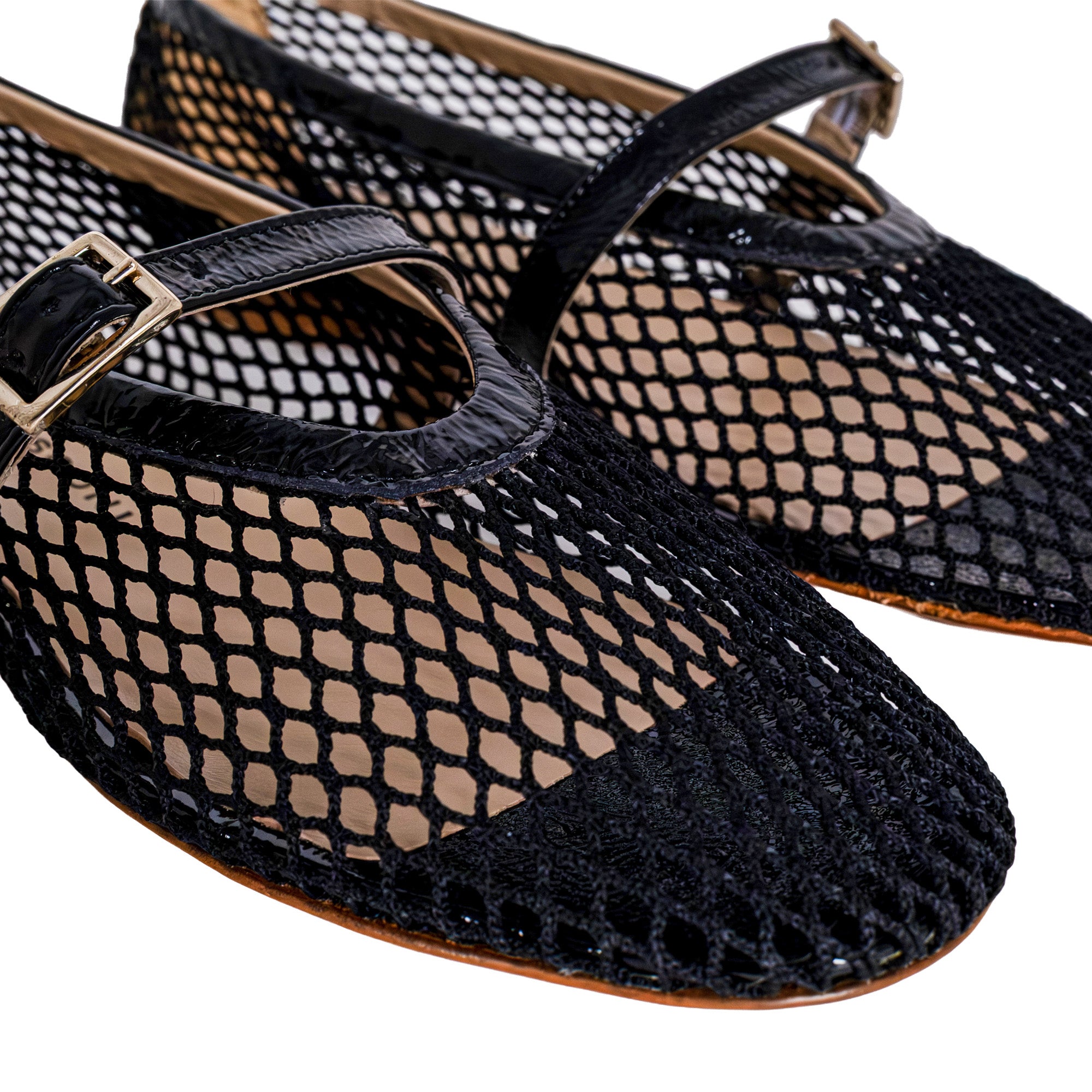 Marilù Black Mesh ballet flat with strap – Fabio Rusconi