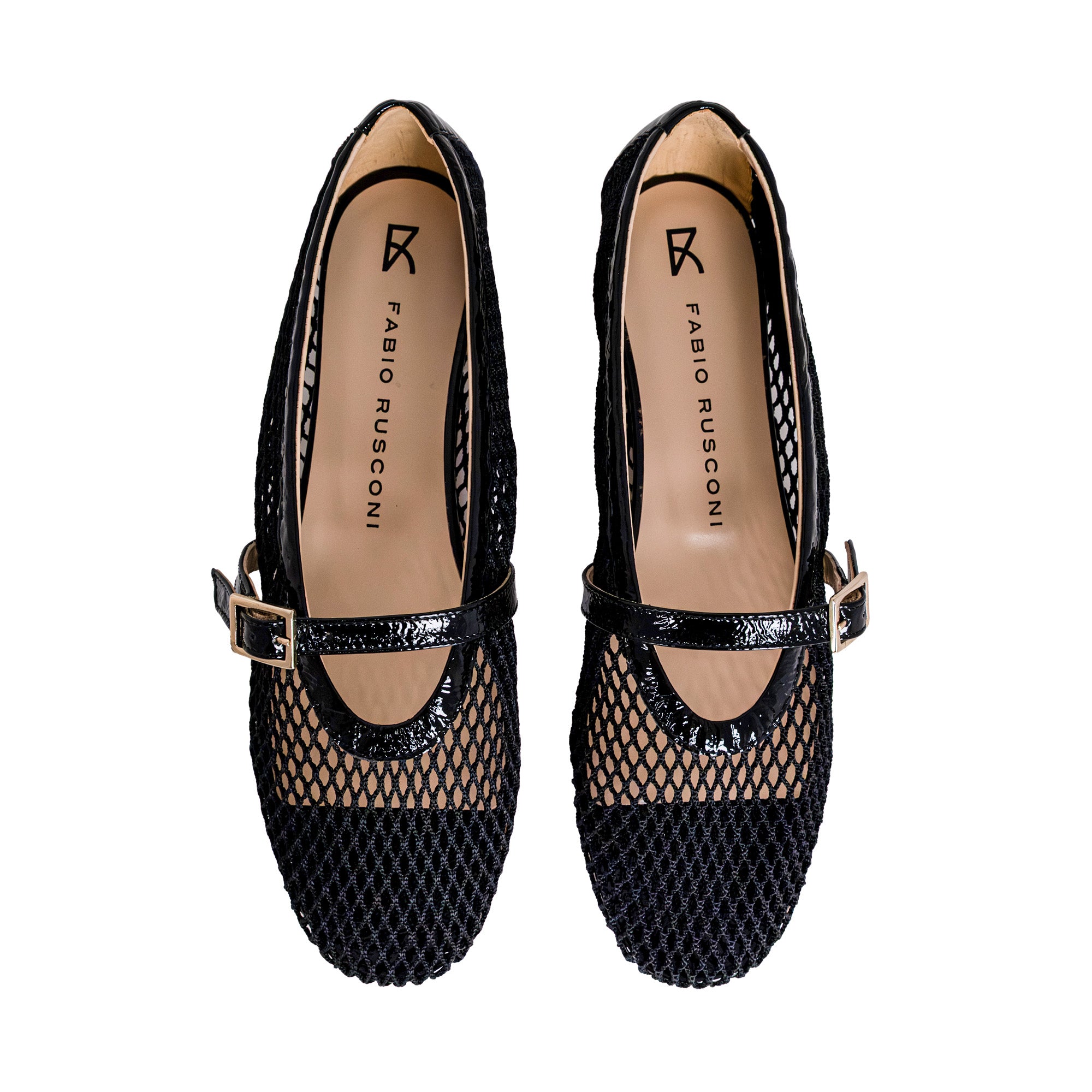 Marilù Black Mesh ballet flat with strap – Fabio Rusconi