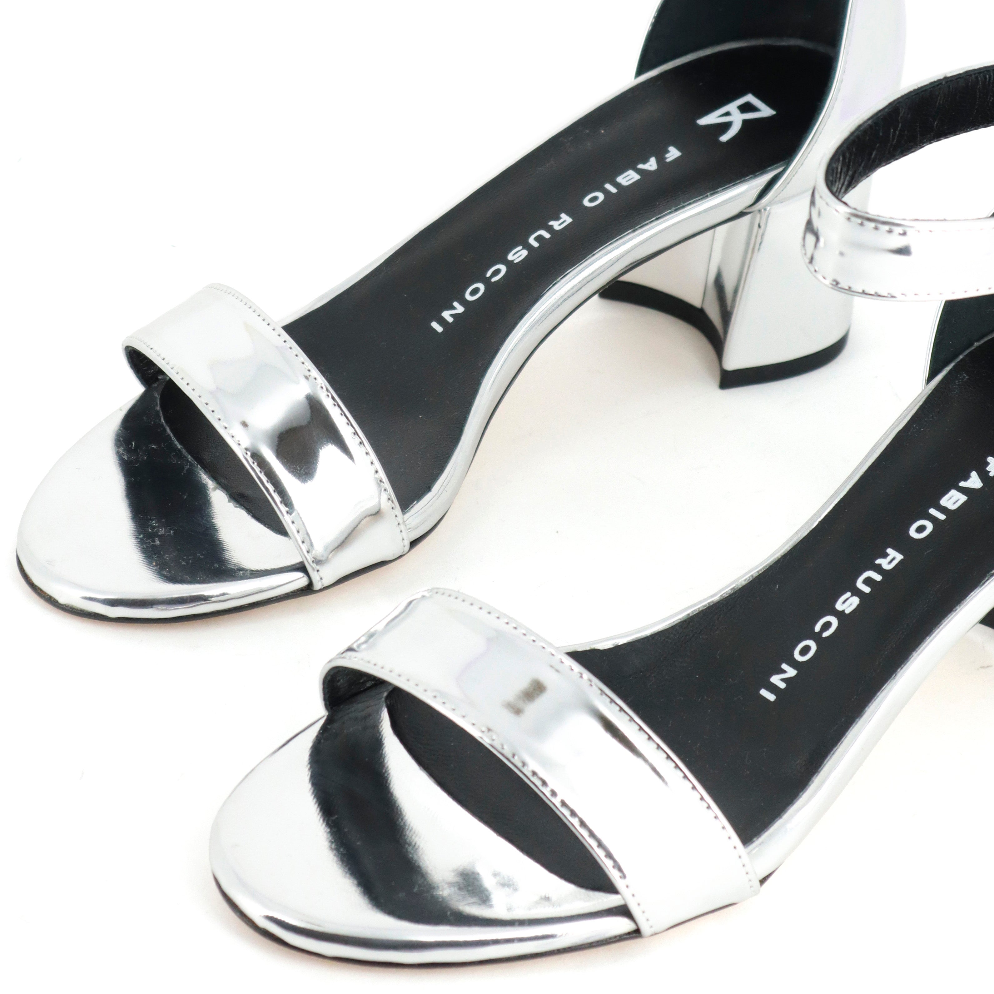 【新品】【FABIO RUSCONI】ファビオルスコーニ ミュール シルバー ファビオルスコーニ FABIO RUSCONI フラットミュールローファー